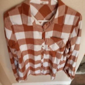 Burnt orange plaid top